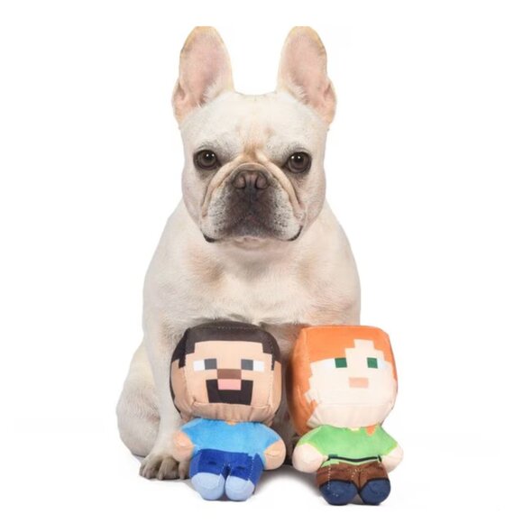 NWT Fetch For Pets Minecraft Steve & Alex Figure Plush Squeaky Dog Toys - Picture 2 of 10